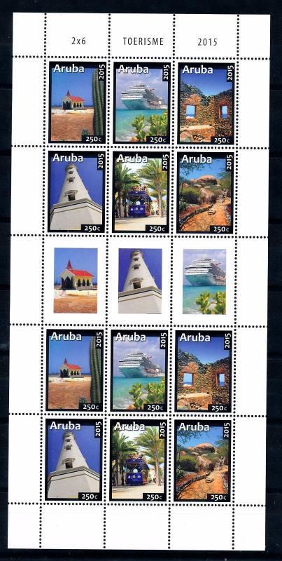 [ARV848] Aruba 2015 Tourism Cruise Ship Lighthouse Train Souvenir Sheet MNH