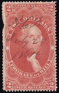 US Scott R83c  $2.00  Probate of Will Revenue Stamp Used Lot US257  bhmstamps