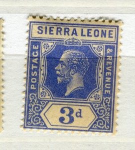 SIERRA LEONE; 1912-20 early GV issue fine Mint hinged Shade of 3d. value