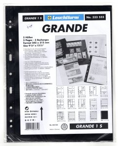 GRANDE 1S sheets - BLACK - 1 pocket - Pack of 5 - Lighthouse