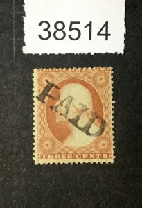 MOMEN: US STAMPS   #26 PAID CANCEL LOT #38514