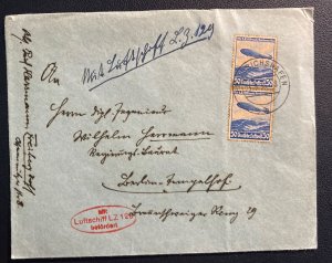 1936  Germany Hindenburg Zeppelin LZ 129 Flight Airmail cover to Berlin