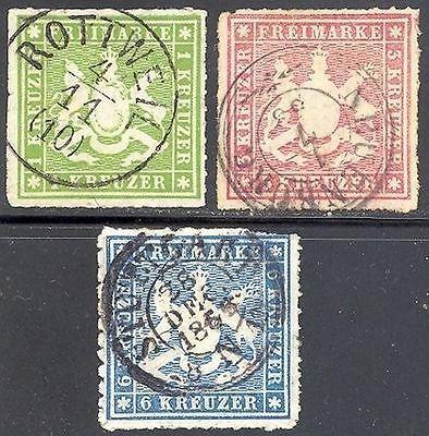 Wuerttemberg #42, 43, 44 Used VF  HICV