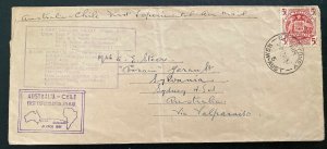 1951 Sydney Australia First Experimental flight Cover FFC To Valparaiso Chile