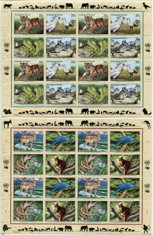 21 UN Endangered Species UNITED NATIONS Sheets Collection New York Geneva Vienna