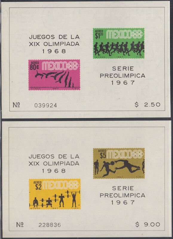 MEXICO Sc #C329,331a CPL MNH SET of 2 S/S MEXICO 19th SUMMER OLYMPICS 1968