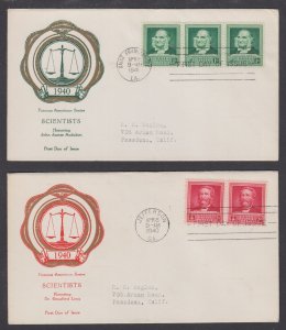 US Planty 874-875-10A FDC. 1940 Famous American Scientists, 2 F.R. Rice cachets