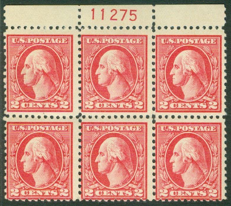 USA : 1917. Scott #527 Mint Never Hinged P/B of 6. Signed. Catalog $350.00.