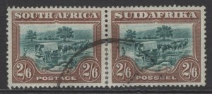 SOUTH AFRICA SG37 1927 2/6 GREEN & BROWN PERFS REINFORCED AT BASE USED 