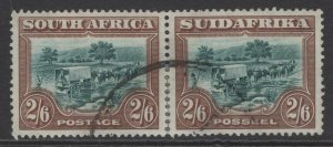 SOUTH AFRICA SG37 1927 2/6 GREEN & BROWN PERFS REINFORCED AT BASE USED