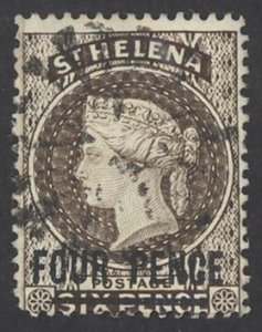 St. Helena Sc# 38 Used 1890 4p on 6p Queen Victoria
