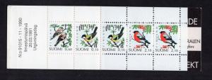 Finland  856a  MNH   1991 birds  booklet 2 x 10p  1 x 60p and 2 x 2.10m