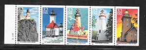 #2969-73a 32¢ Lighthouses Booklet Pane/5, MNH PL#S11111