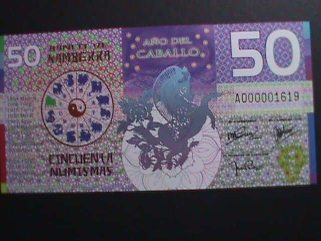 ​AFRICA- 2014-BANK OF KAMBERRA POLYMER YEAR OF THE HORSE  $50 NOTE-UNC- VF