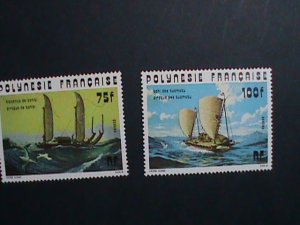 ​FRANCE POLYNESIA STAMP:1976 SC#294-5-DUGOUT CANOES YACHT MINT STAMP-VF