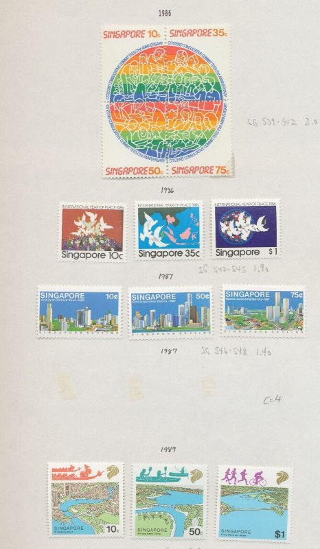 SINGAPORE - Scott 495 / / 510 - unused hinged - 1986-1987