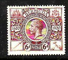 Bermuda-Sc#78- id6-unused hinged 6d KGV-1921-scanner has created the red bac