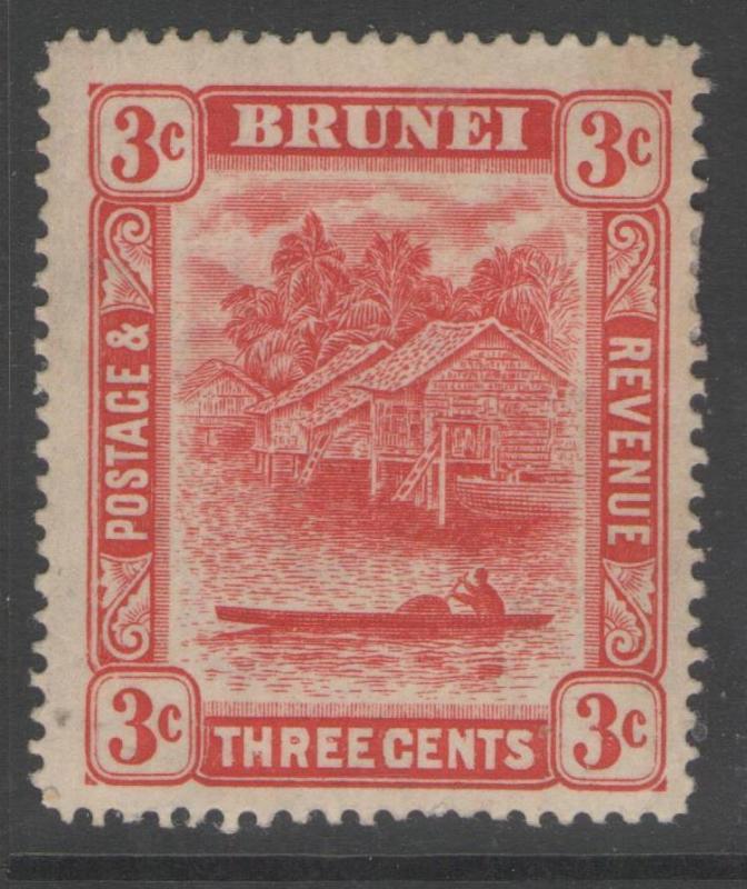 BRUNEI SG38 1916 3c SCARLET (II) MTD MINT