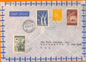 99173 - FINLAND - POSTAL HISTORY - AIRMAIL COVER to the USA 1947 Red Cross-