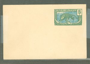 Middle Congo  1908 5c green & blue envelope, flap is not stuck