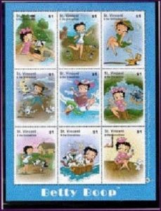 St. Vincent 2000 - Scott# 2806 - Betty Boop, Cartoon - Sheet of 9 Stamps - MNH 