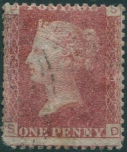 Great Britain 1858 SG43 1d red QV DSSD #1 plate 199 fine used (amd) 