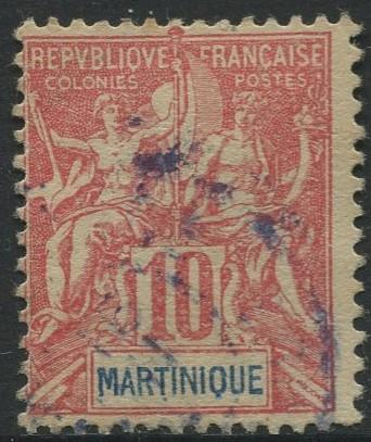 Martinique -Scott 39 - Navigation - 1892 - FU- 10c Stamp