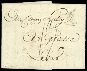 1797 Stampless FLS, PARIS, FRANCE to LEVAL, With Letter, (4 ventrose an 5) F/VF!