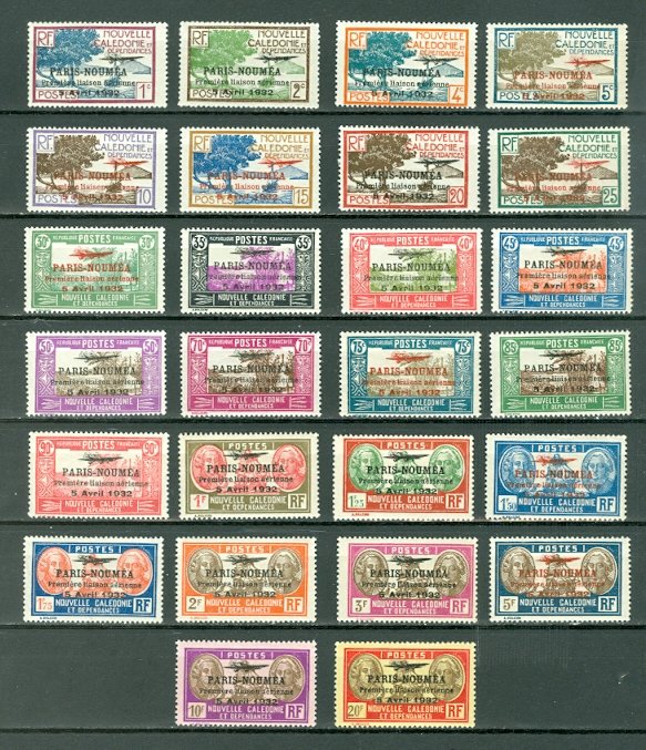 NEW CALEDONIA PARIS-NOUMEA FLIGHT OVPT #182-207...SCARCE SET...MINT...$204.00