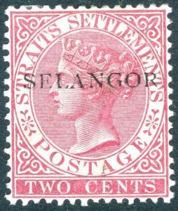 MAYALA SELANGOR-1890 2c Bright Rose.  A mounted mint example g 42