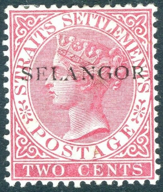 MAYALA SELANGOR-1890 2c Bright Rose.  A mounted mint example g 42