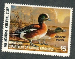 MN13 Minnesota #13 MNH State Waterfowl Duck Stamp - 1989 Wigeon