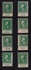 1917 Washington 1c Sc 498 MH/NH lot of plate number singles Hebert CV $24 (L26