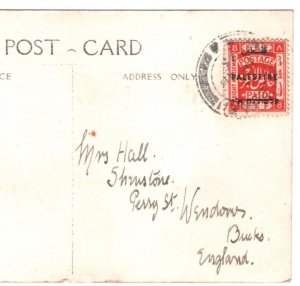 PALESTINE Overprint Egypt EEF 8m Jerusalem GARDEN TOMB Postcard Bucks 1925?MA994