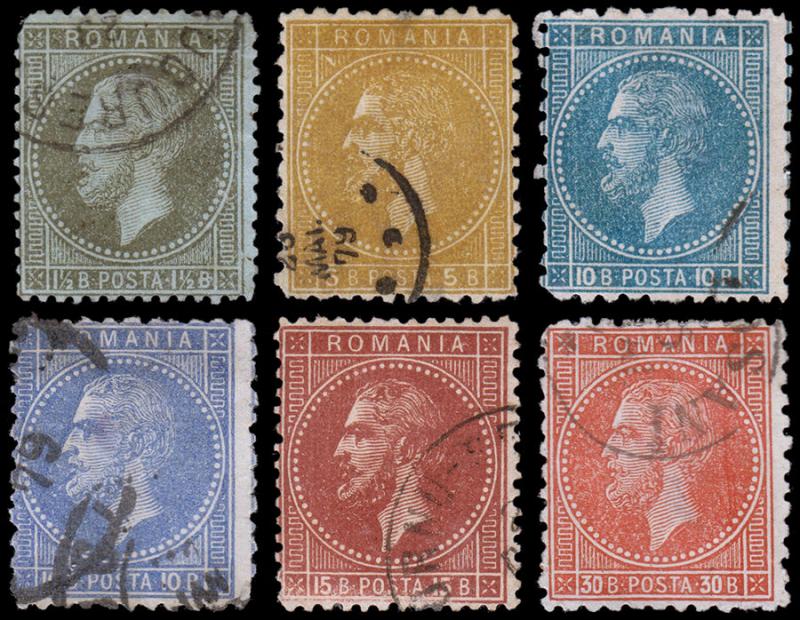 Romania Scott 60-65 (1876-79) Used H F-VF Complete Set,  CV $76.75 B