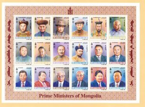 MONGOLIA Sc 2353 NH minisheet OF 1998 - PRIME-MINISTERS