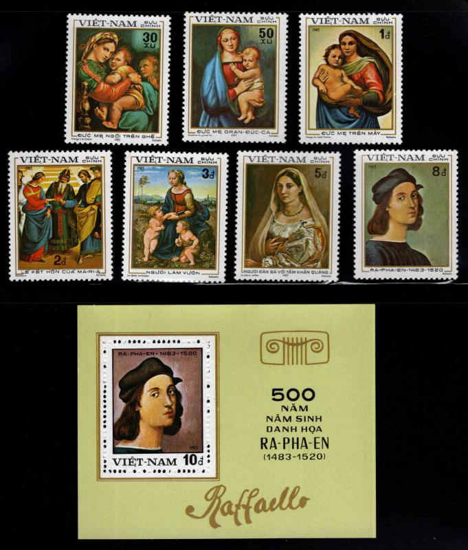 Unified Viet Nam Scott 1289a-h Raphael stamp set Unused NGAI