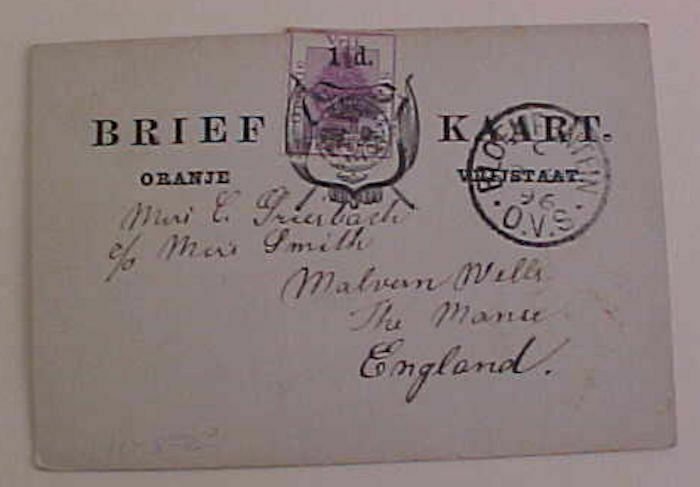 ORANGE FREE STATE 1896 TO ENGLAND