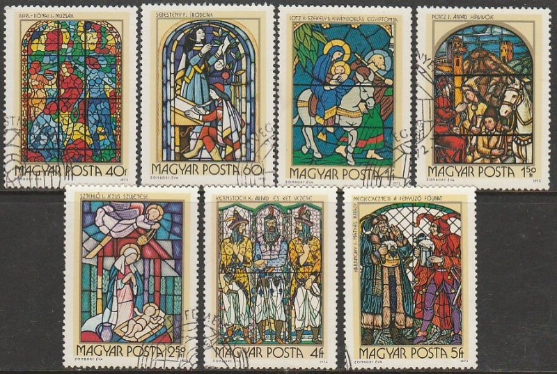 HUNGARY 2188-2194 STAINED GLASS WINDOWS. CTOs USED, COMPLETE SET. F-VF.