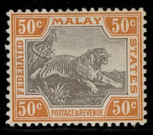 MALAYSIA - Fed Malay GV SG74, 50c black & orange, LH MINT. Cat £15. WMK SCRIPT