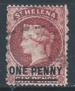 St. Helena #35 Used 6p Queen Victoria Wmk. 2 - Surcharged Type A