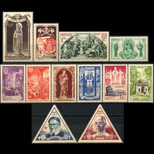 MONACO 1951 - Scott# 262-73 Holy Year Set of 12 LH