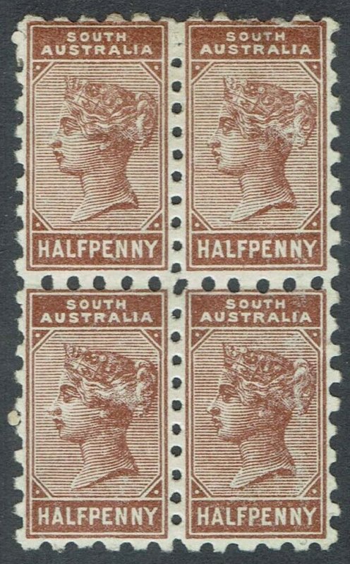 SOUTH AUSTRALIA 1883 QV 1/2D BLOCK */** COMPOUND PERF 10 X11.5 - 12.5 