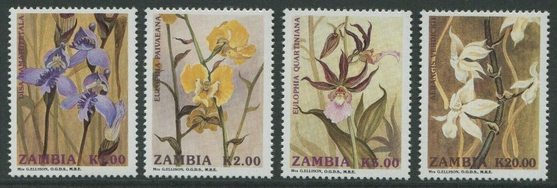 ZAMBIA: ORCHIDS 1992 - MNH SET OF FOUR (GO212-PB)