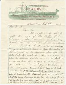 US ADV Cover Scott #210 Robet Palmer & Sons Ship Builders w/ Letter Feb 9, 1887