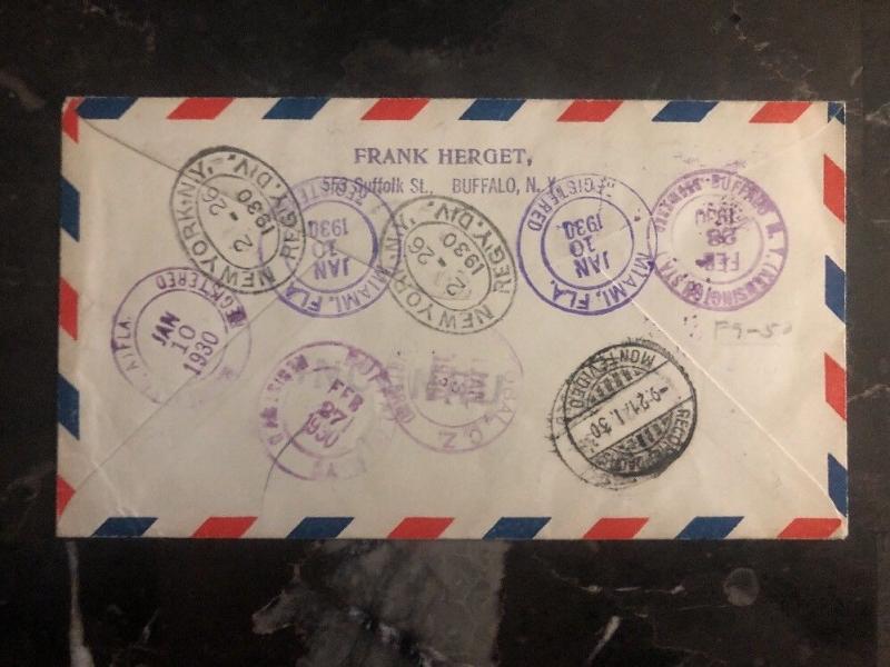 1930 USA First Flight cover FFC to Montevideo Uruguay FAM 9