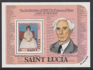 St Lucia 594 Princess Diana Souvenir Sheet MNH VF