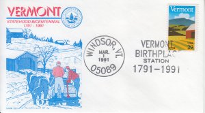 1991 United States Vermont  Statehood (Scott 2533) GAMM Windsor UO FDC