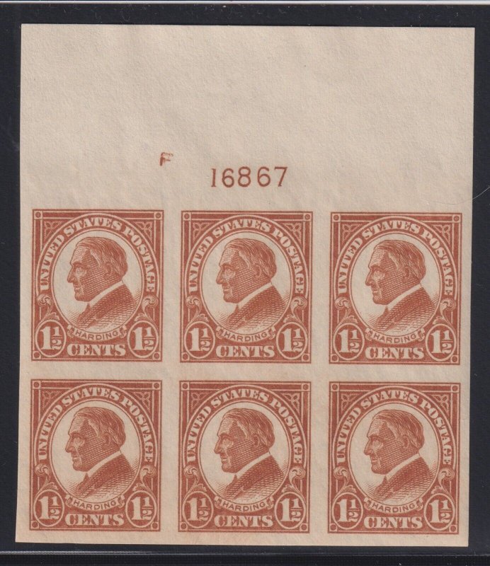 576 XF OG TOP mint lightly hinged plate block of 6 nice color  ! see pic !