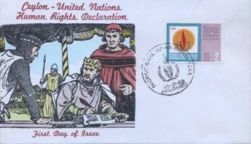 CEYLON - UN HUMAN RIGHTS FDC 1968 - Overseas Mailers